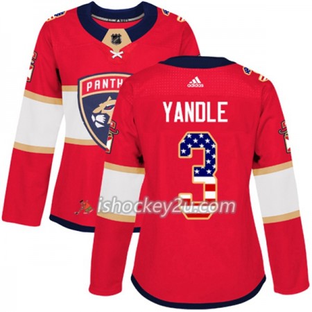Dame NHL Florida Panthers Trøje Keith Yandle 3 Adidas 2017-2018 Rød USA Flag Fashion Authentic